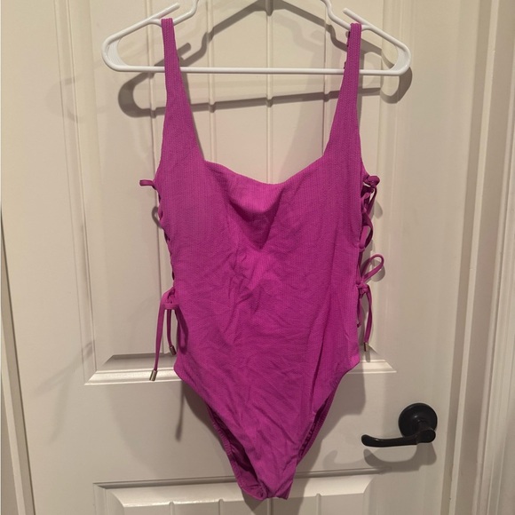 SANCTUARY women’s Sandbar Solids Lace-Up One-Piece Swimsuit in amethyst - Picture 5 of 13